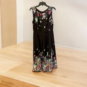 Floryday Chiffon Butterfly Dress, Size M, Black & Multicolor Border, Mid…